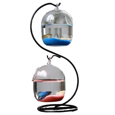 China Viable Hot Selling Suspended Fighting Transparent Unique Glass Aquarium Fish Tank for sale