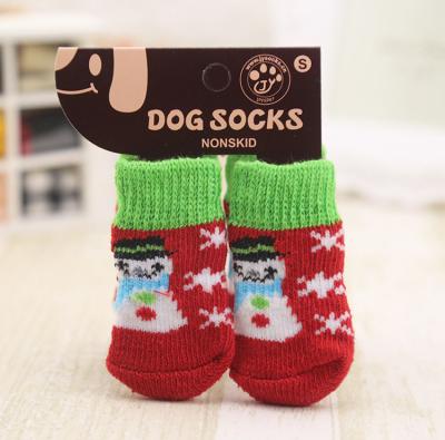 China New Year Popular Xmas Gift Cheap Soft Pet Socks Pet Christmas Stockings 1 Card 2 Pairs for sale