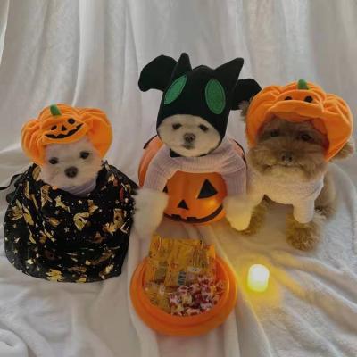 China New Viable Pumpkin Hat Halloween Ghost Pet Costumes Holiday Pet Headdress Supplies for sale