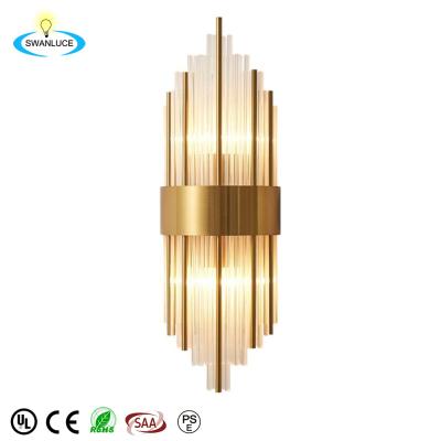 China Rod Wall Sconce Lighting Elegant Modern Glass Wall Mount Lamp Fixtures Modern Glass Sconce For Bedroom Living Room for sale