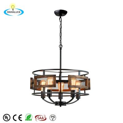 China Modern High Quality Farmhouse Wood And Metal Pendant Lighting YG30028-5P For Home Decor for sale