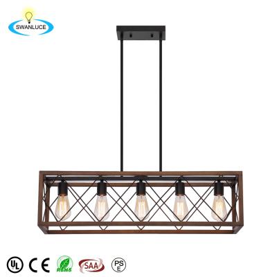 China Modern Appearance Living Room Kitchen Rectangular Five Lamp Holders Horizontally Arranged Ceiling Chandelier for sale