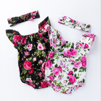 China czm11805a casual hot sale girls rompers flower cute kids romper babies rompers for sale