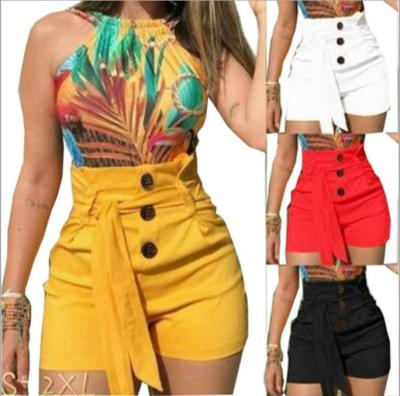 China Sustainable czm12163a europe women shorts high waist feminine short ladies button up shorts for sale