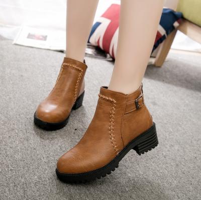 China Large size ankle boots czm11704a women thick heel boots female boot from Europe for sale