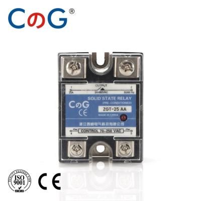 China C.A. of CG. AC 25A 24VAC 480VAC Sealed To CE ISO9001 Single Phase Solid State Relay for sale