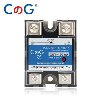 China CG Relay Single Phase Sealed AC. AC 70-280VAC SSR-120AA 150AA to 24-480V 120A 150A AA Heatsink Solid State Relay for sale