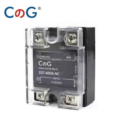 China CG Single Phase Sealed Normally Closed DC. 60A 80A 100A DA NC SSR Control AC Heat SSR-60DA 80DA 100DA NC Solid State Relay for sale