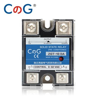 China CG's single-phase sealed DC. 10A 25A 40A DA Control AC 220V Radiator Relay To 3-32VDC SSR-10DA 25DA 40DA Plastic Cover Solid State Relay for sale