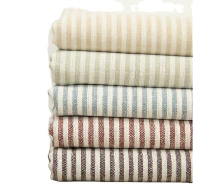 China Breathable Yarn Dyed Cotton Stripe Linen Fabric For Garments And Beddings for sale