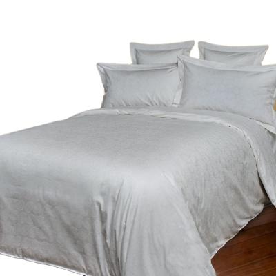 China Nondisposable Factory Supply Combed Cotton Jacquard Bed Sheet Set Bleached White For Hotel Bed Linen for sale