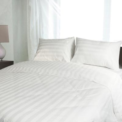 China Durable Luxury 100% Cotton Satin Stripe Bed Sheet Hotel Bedding Set 3CM 250TC for sale