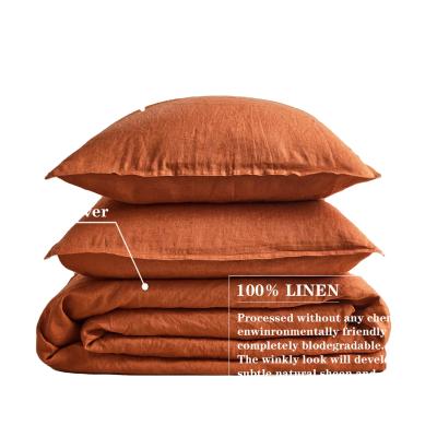 China 100%Pure Linen Duvet Cover Anti-Static Set Stonewashed French Linen Fabrics And Beddings Linen Ivory Color for sale