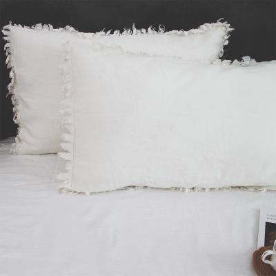 China Anti-Static Washed Canvas Pillow Shams 1Pair With Raw Edges Household Customized Cushion Cover Wholesale for sale