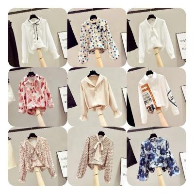 China Anti-pilling V-neck long-sleeved spring and summer bow chiffon shirt tops ladies casual shirt female for sale