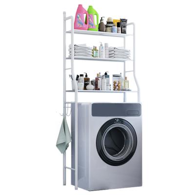 China Sustainable Stackable Shelf 3 Tier Metal Tube Steel Pipe Removable Shelf For Washing Machine for sale