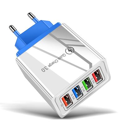 China OEM 5v 3a 4 Multi-port Smart Mobile Phone Usb Left Wall Charger Fast Wall Charger for sale