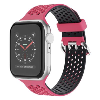 China Durable Two Color Fashion Watch Band Men Stylish Wearable Silicone Women Soft Wrist Strap For Apple Smart Watch Bands for sale