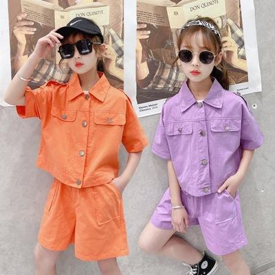 China Big Hip Hop Girl Summer Hip Hop Clothes Sets Kids Teenage Girl Single Cargo Pants T-Shirts With Big Pockets for sale