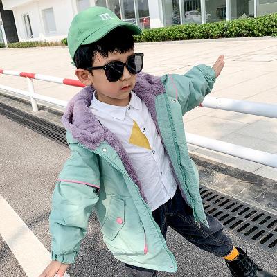 China New Arrival Boys Girls Ditch Coat Waterproof Casual Green Pink Kids Zipper Hooded Coat Warm Clothes for sale