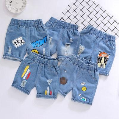 China Factory wholesale boys denim breathable shorts bear fris print shorts kids fashion ripped shorts for sale