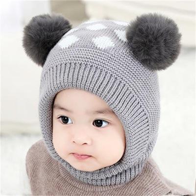 China New autumn and winter middle children plus cashmere warm woolen hat, baby hearing protection knitted warm hat for sale