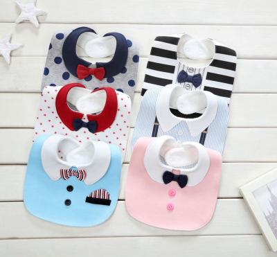 China New Kids Boutique Washable Bibs Double Side Waterproof Baby Boy Girls Striped Cartoon Spot Cotton Bibs for sale