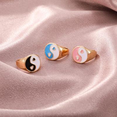 China FASHIONABLE 2021 Creativity Gold Color Metal Rings Tai Chi Yin Yang Rings For Women Men Party Jewelry for sale