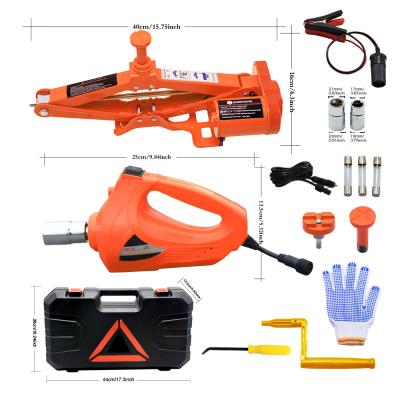 China Car Jack Electrical DC 12v Car Impact Wrench And Electric Jack Set for sale