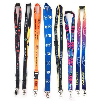 China Polyester Personalized Custom Dye Sublimation Polyester Material Cheap Lanyard Clip No Minimum Order for sale