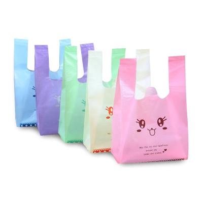 China Recyclable Cartoon Carrier Supermarket Factory Customized Plastic Bag Printed Shopping Bags Wholesale PE for sale