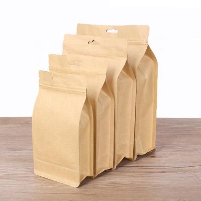 China Wholesale Recyclable High Quality Recycled Biodegradable Luxury Custom Brown Kraft Paper Zipper Bag With Window For Sale for sale