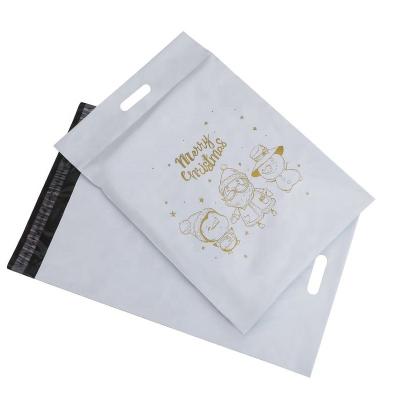 China White Glossy Poly Food Packaing Custom Logo Mailer With Handle For Shipping Bag High Quality Self Adhesive Polymailer for sale