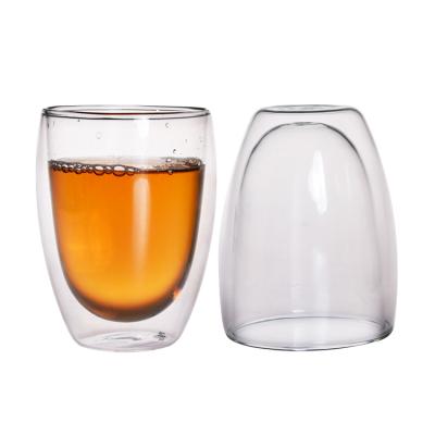 China Custom Made Sustainable Double Walled Glass Cup Double Wall 150ml Glass Tea Cup Custom Drinking Set for sale