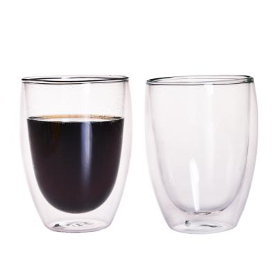 China WITH LID hot sale Borosilicate quality double wall glass tea cup 6 pieces of double wall glass coffee mug for sale