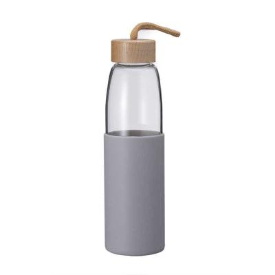 China WITH LID sublimation glass water bottle with bamboo lid and rope wide mouth glass water bottle for sale