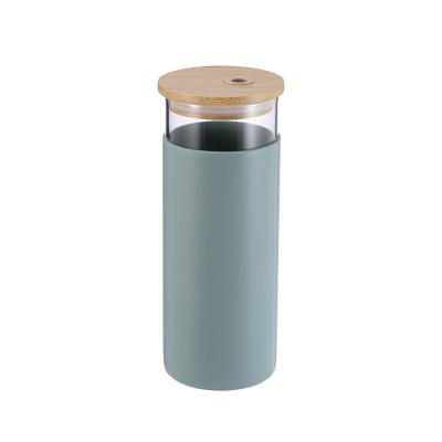 China WITH LID Wholesale Sublimation Glass Tumblers Empty Glass Tumbler With Wooden Lid for sale