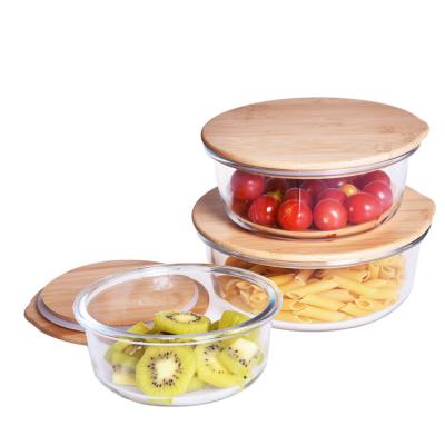 China Fashion Style Glass Microwavable Food Container Tied Lid Glass Containers For Food Storage Set for sale