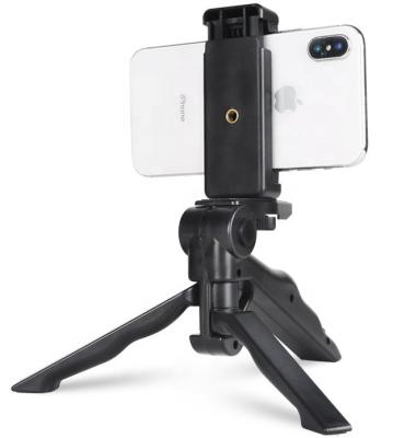 China Portable Flexible Gun Grip 2-in-1 Handheld Mini Tripod Handle with E-clips Mobile Phone Set Table Stand Handle Stabilizer Rotating Tripod for sale