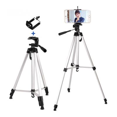 China Launch 330A 3 Tripod Portable Lightweight Flexible Silver Bracket Tripod Camera Tripod Mount Aluminum for Live Broadcast Photography Video Recording for sale