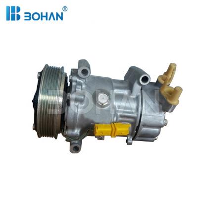 China SD6V12 12v car air compressor for PEUGEOT 206/307/ASSOCIATE Bipper for Citroen C2 C3 6453XJ 6453QG 6453QE 6453QH BH-PC052 19*22*28cm for sale