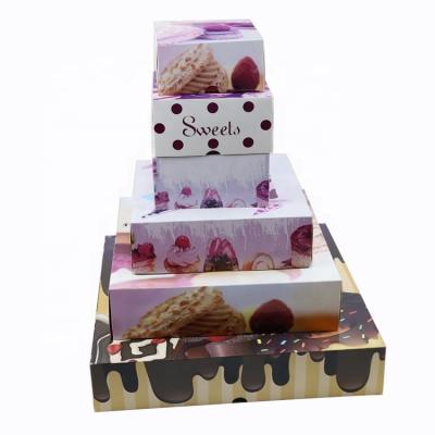 China Recycled Materials Food Packaging Color Draw Cupcake Box Donut Snack Gift Paper Box Cardboard Packaging Baking Packaging Box for sale