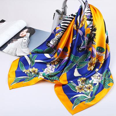 China Custom Silk Square Scarf For Women Silk Hijab Scarf Women Elegant Pure Silk Bandana Square Scarf for sale