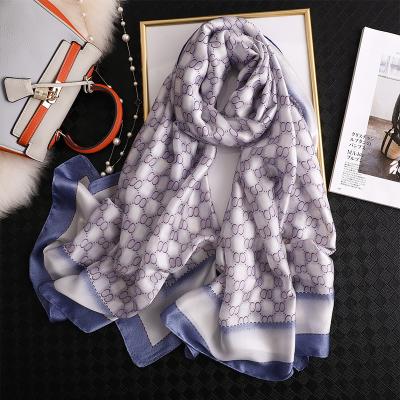 China Silk Scarves Long Women Wraps Shawls Hijab Gauze Kerchief Vintage Beach Scarfs Feminine Fashion Dot Print Chiffon Scarf Polka Dot Shawls for sale