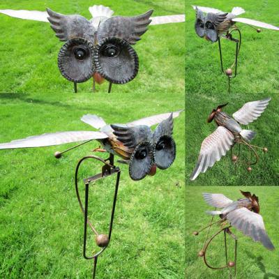 China Easily Assembled Garden Owl Metal Stake Life-Like Garden Art Sculpture Patio Decoration Outdoor Owl Statue Ornament for Lawn Yard Flying Owl for sale