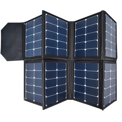 China 130W Solar Panel Dual Charger Portable Foldable High Efficiency 5V 12V 19V High Output Charger 375*340*80mm for sale