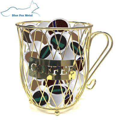 China Viable K-Cup Metal Wire Coffee Capsule Pod Basket Storage Organizer Holder Hotel Coffee Cup Basket for sale