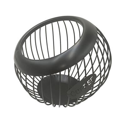 China Sustainable K-Cup Metal Wire Coffee Capsule Pod Basket Storage Organizer Holder For Counter Coffee for sale