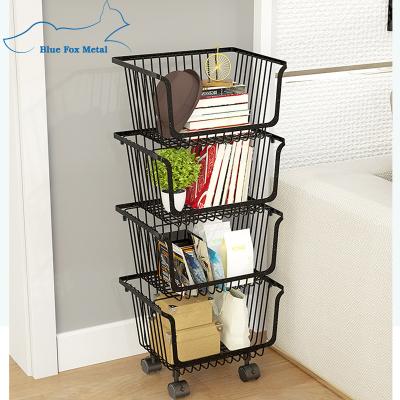 China Sustainable Household Sliding Shelves Storage Bin Racks Stackable Storage Baskets Grid Storage And Organization for sale