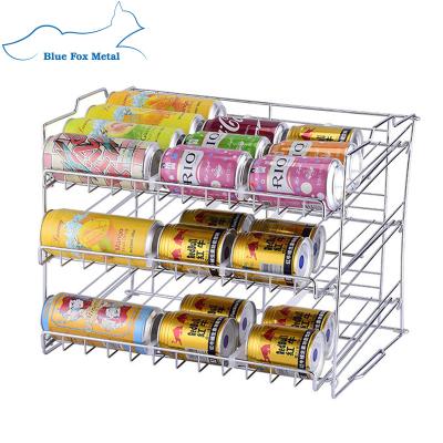 China New Sustainable Stackable Box Rack Can Shelf Storage Rack Canned Food Soft Drink Display Rack Organizer for sale